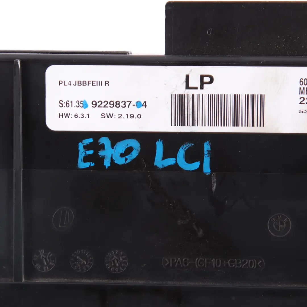 BMW X5 E70 LCI ECU Body Control Module PL4 JBBFE III Junction Box - SKU 9229837 - Part number 9229837