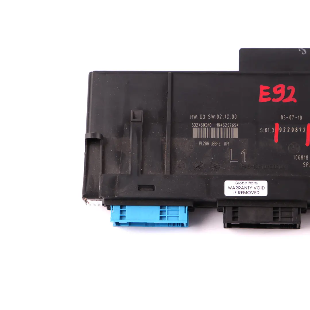BMW 3 E92 ECU Body Control Module Junction Box L1 PL2RR JBBFE IIIR - SKU 9229872-1 - Part number 9229872