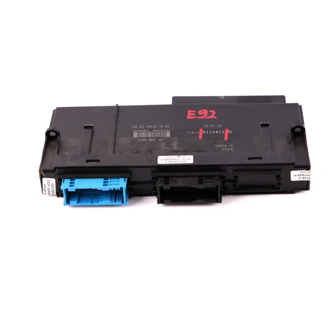 BMW 3 E92 ECU Body Control Module Junction Box L1 PL2RR JBBFE IIIR - SKU 9229872-1 - Part number 9229872