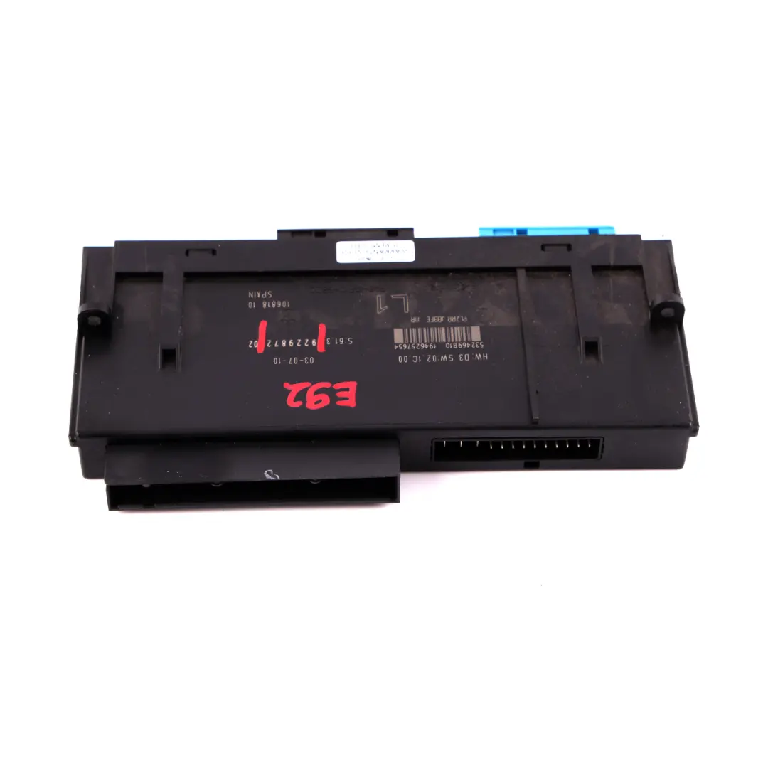 BMW 3 E92 ECU Body Control Module Junction Box L1 PL2RR JBBFE IIIR - SKU 9229872-1 - Part number 9229872