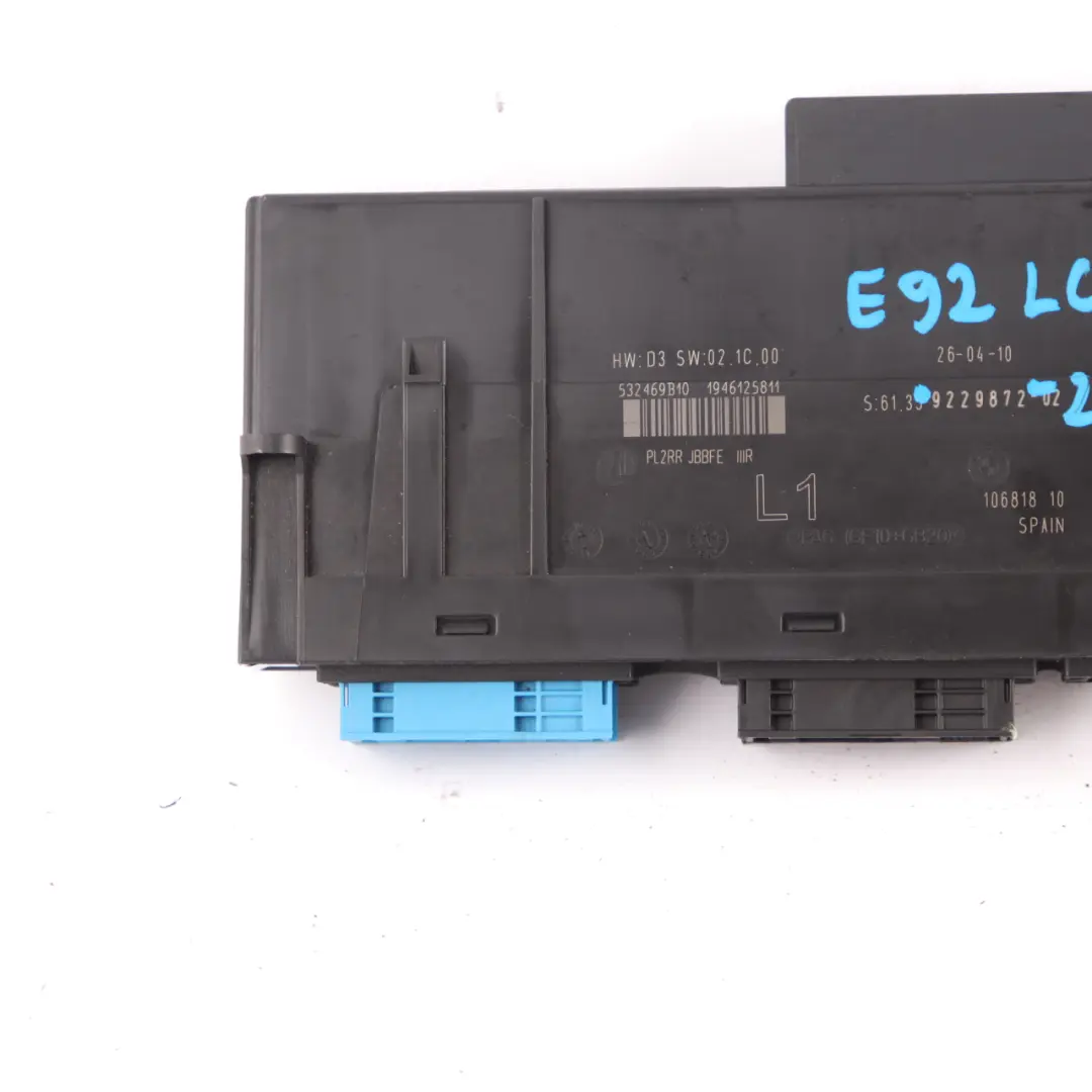 Body Control Module ECU Junction Box L1 PL2RR JBBFE IIIR BMW E92 LCI - SKU 9229872-2 - Part number 9229872
