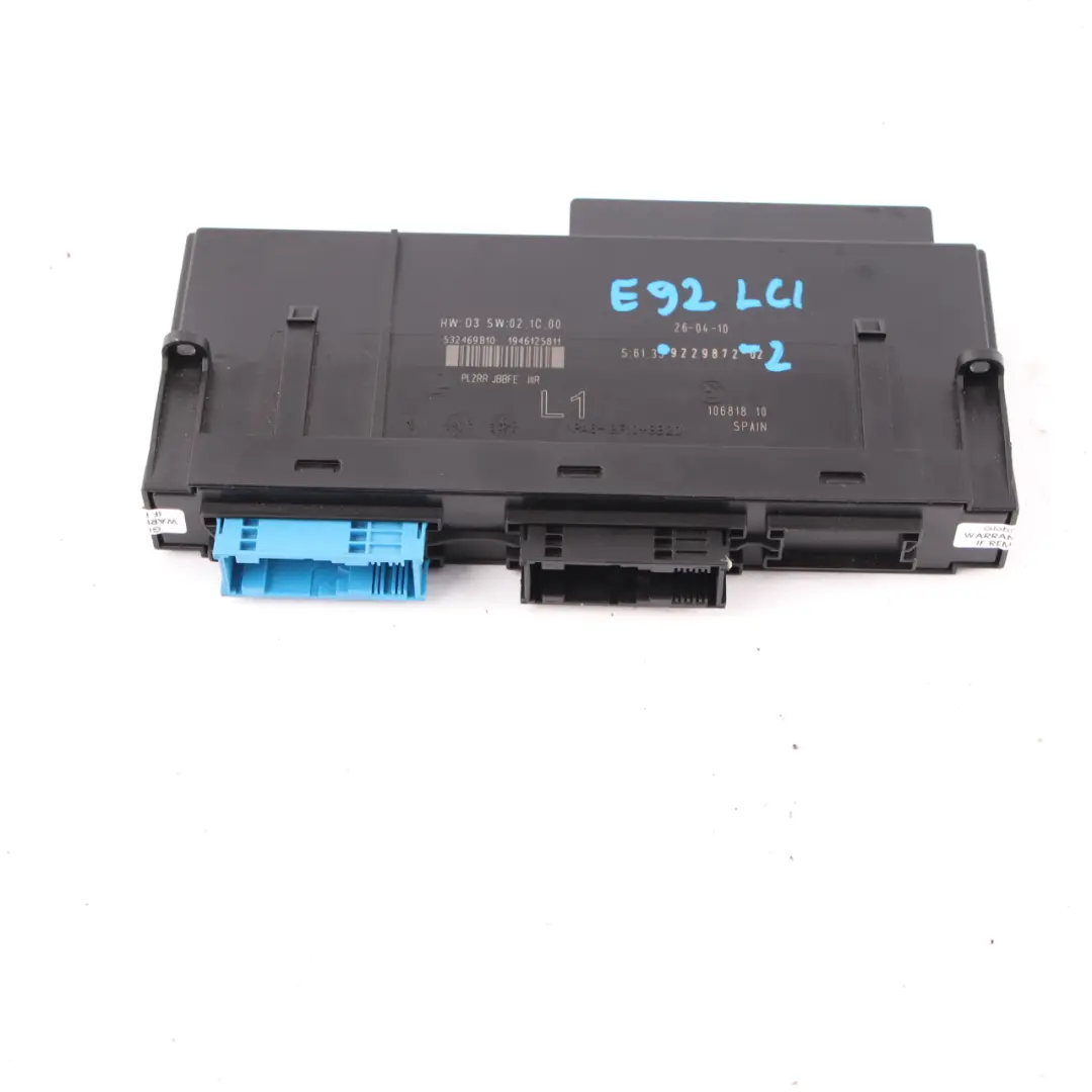 Karosserie Steuerungs Modul Junction Box L1 PL2RR JBBFE IIIR für BMW E92 LCI mit Teilenummer 9229872 BMW E92 LCI Karosserie Steuerungs Modul Junction Box L1 PL2RR JBBFE IIIR - SKU 9229872-2 - Teilenummer 9229872