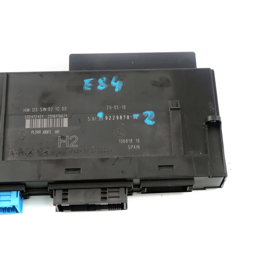 ECU Body Control Module Junction Box H2 PL2RR JBBFE IIIR to BMW X1 E84 with Part number 9229878 BMW X1 E84 ECU Body Control Module Junction Box H2 PL2RR JBBFE IIIR - SKU 9229878-2 - Part number 9229878