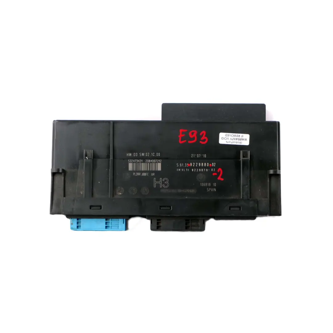 ECU Moduł Komfortu PL2RR JBBFE IIIR do BMW E93 o numerze 9229880 BMW E93 ECU Moduł Komfortu PL2RR JBBFE IIIR - SKU 9229880-2 - Numer Części 9229880