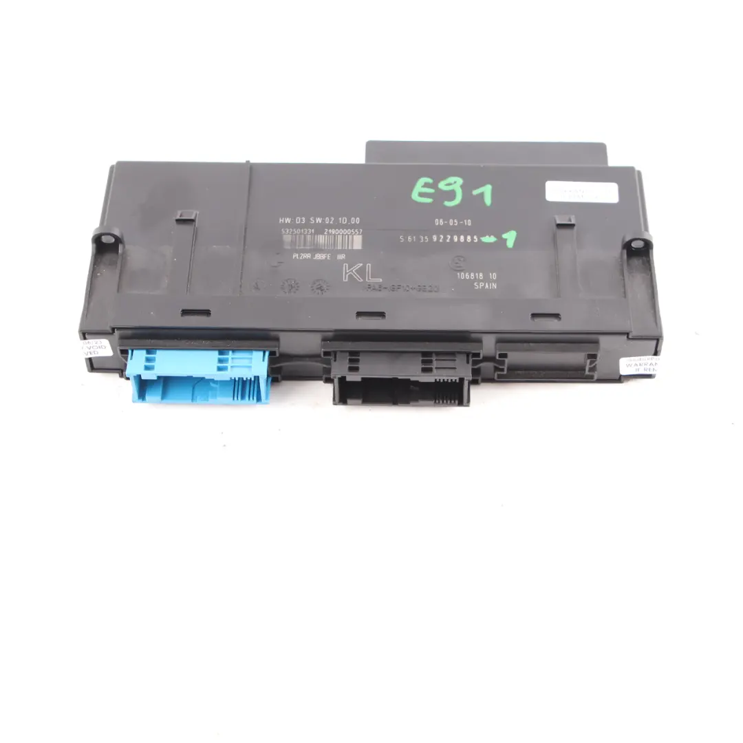 BMW E91 Touring Body Control Module Unit Junction Box KL PL2RR JBBFE - SKU 9229885-1 - Part number 9229885