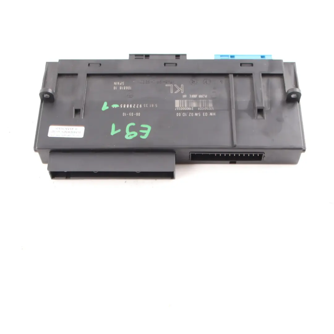 BMW E91 Touring Body Control Module Unit Junction Box KL PL2RR JBBFE - SKU 9229885-1 - Part number 9229885