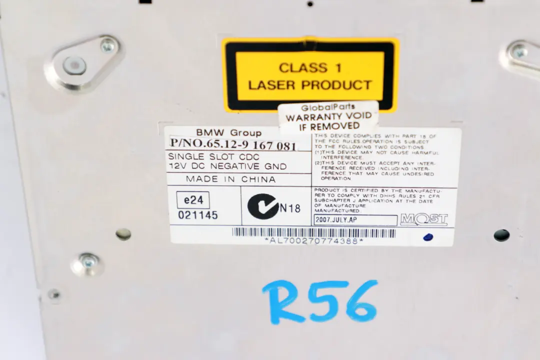 Changer 6 Disc Player BMW Mini Cooper One R55 R56 R57 CD - SKU 9230680 - Part number 9167081