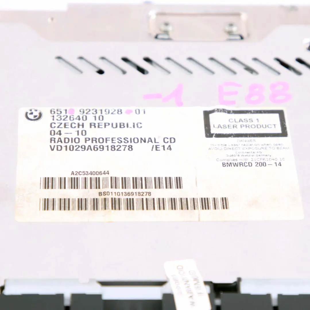 Radio Professional CD to BMW 1 3 Series 1 E81 E82 E87 E88 E90 E91 E92 E93 with Part number 9231928 BMW 1 3 Series 1 E81 E82 E87 E88 E90 E91 E92 E93 Radio Professional CD - SKU 9231928-1 - Part number 9231928