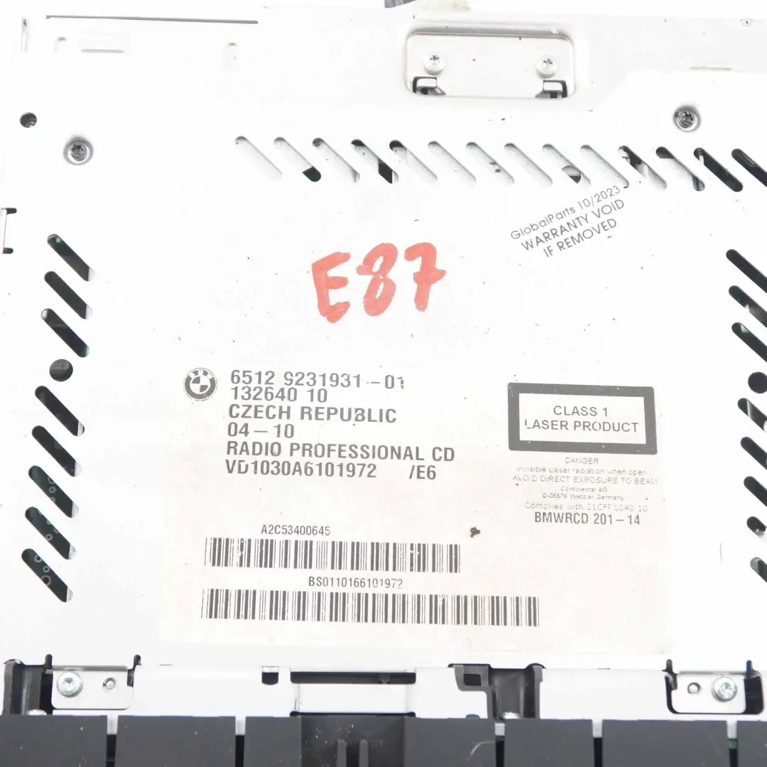Radio CD Professional BMW E81 E87 E90 E91 E92 E93 - SKU 9231931 - Numer Części 9231931