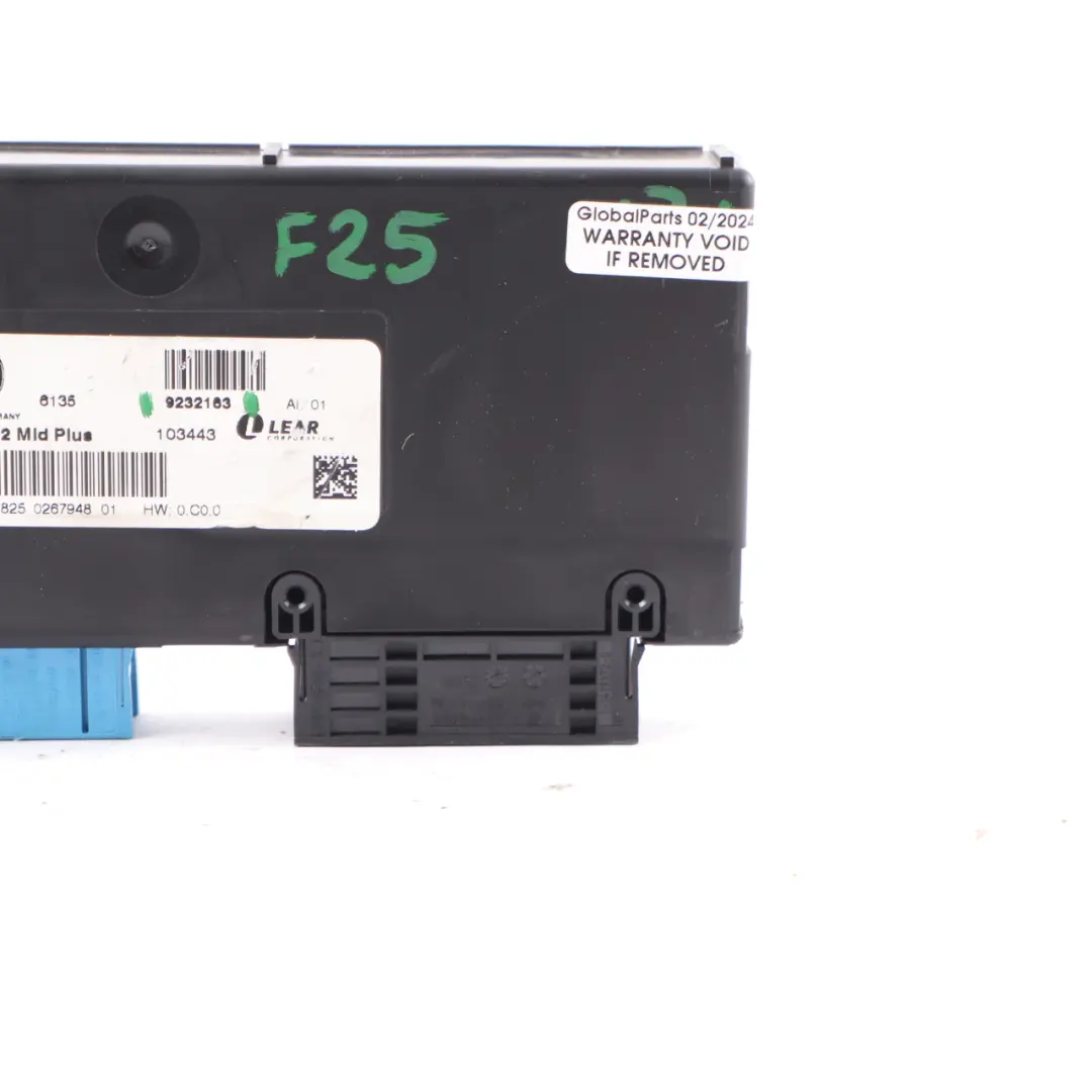 Central Gateway Module Control Unit Lear ZGW-02 Lear to BMW X3 F25 with Part number 9232163 BMW X3 F25 Central Gateway Module Control Unit Lear ZGW-02 Lear - SKU 9232163 - Part number 9232163