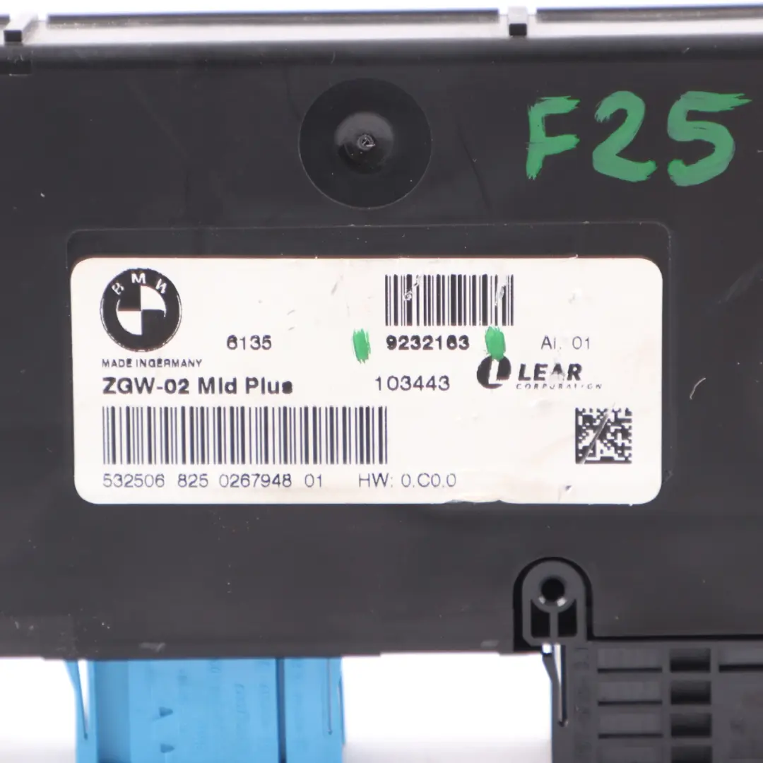 Central Gateway Module Control Unit Lear ZGW-02 Lear to BMW X3 F25 with Part number 9232163 BMW X3 F25 Central Gateway Module Control Unit Lear ZGW-02 Lear - SKU 9232163 - Part number 9232163