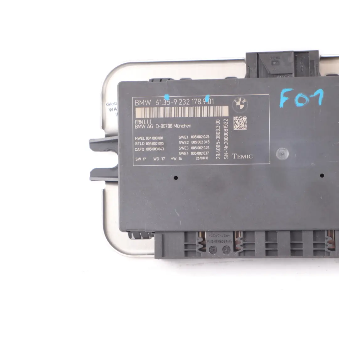 Fotwell Compartment Module Light Control Unit FRM III Temic to BMW F01 with Part number 9232178 BMW F01 Fotwell Compartment Module Light Control Unit FRM III Temic - SKU 9232178 - Part number 9232178