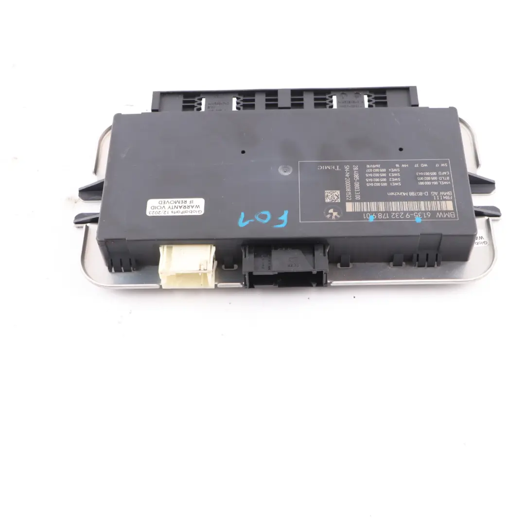 Fotwell Compartment Module Light Control Unit FRM III Temic to BMW F01 with Part number 9232178 BMW F01 Fotwell Compartment Module Light Control Unit FRM III Temic - SKU 9232178 - Part number 9232178