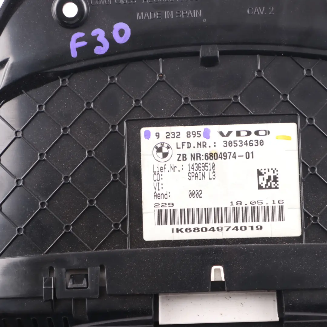 Instrument Cluster BMW F30 F31 Petrol Gauge Speedo RPM Manual MPH 9232895 to with Part number 6804974 Instrument Cluster BMW F30 F31 Petrol Gauge Speedo RPM Manual MPH 9232895 - SKU rhd-9232895 - Part number 6804974