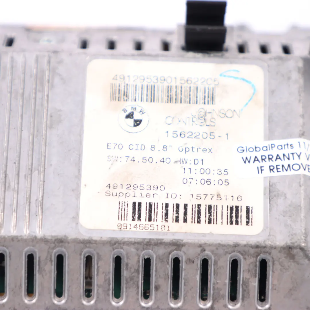 Monitor salpicadero BMW X5 E70 X6 E71 Pantalla visualización bordo 8,8" para con número de pieza 9232896 Monitor salpicadero BMW X5 E70 X6 E71 Pantalla visualización bordo 8,8" - SKU 9232896-2 - Número de pieza 9232896