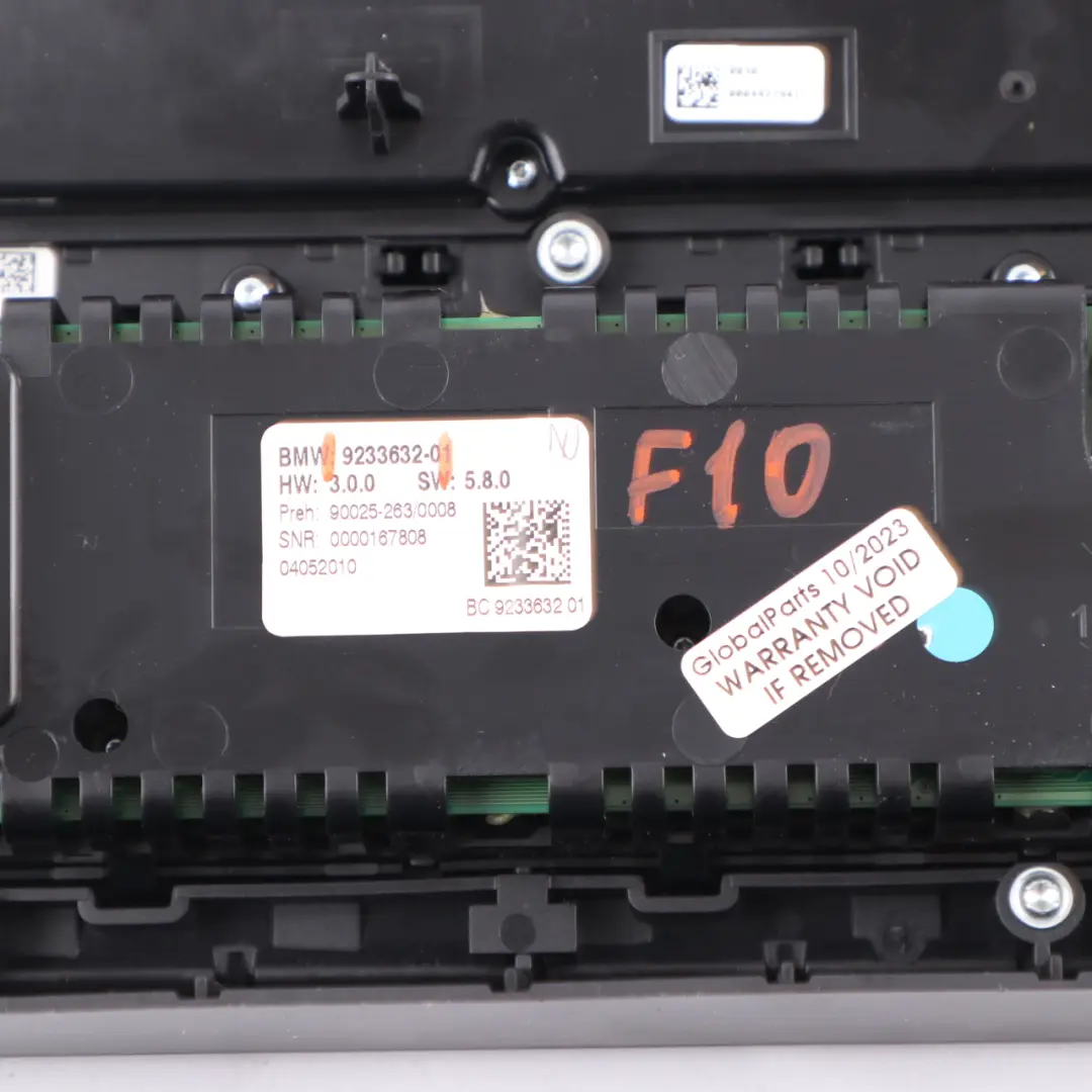 Conditioning Panel BMW F10 F11 Radio A/C Switch Control Unit Oyster to Air with Part number 9233632 Air Conditioning Panel BMW F10 F11 Radio A/C Switch Control Unit Oyster - SKU 9233632 - Part number 9233632