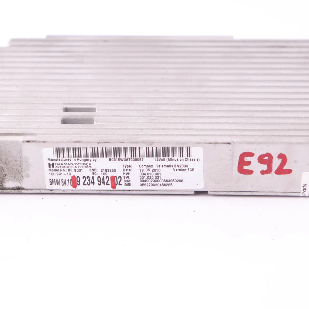 Combox Telematik Modul Navigation BMW E81 E87 E90 E91 E92 LCI - SKU 9234942 - Teilenummer 9234942