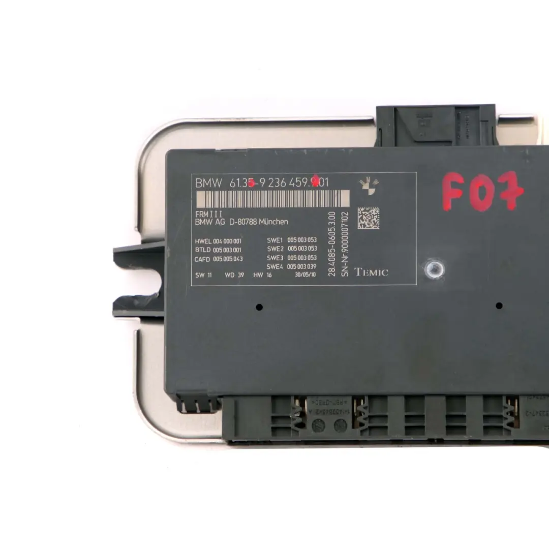Lichtsteuerung Fußraum Modul Einheit ECU FRM III für BMW F07 GT mit Teilenummer 9236459 BMW F07 GT Lichtsteuerung Fußraum Modul Einheit ECU FRM III - SKU 9236459 - Teilenummer 9236459