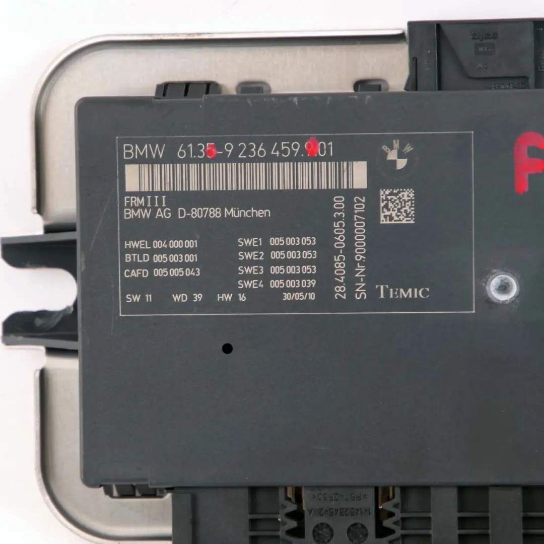 Lichtsteuerung Fußraum Modul Einheit ECU FRM III für BMW F07 GT mit Teilenummer 9236459 BMW F07 GT Lichtsteuerung Fußraum Modul Einheit ECU FRM III - SKU 9236459 - Teilenummer 9236459