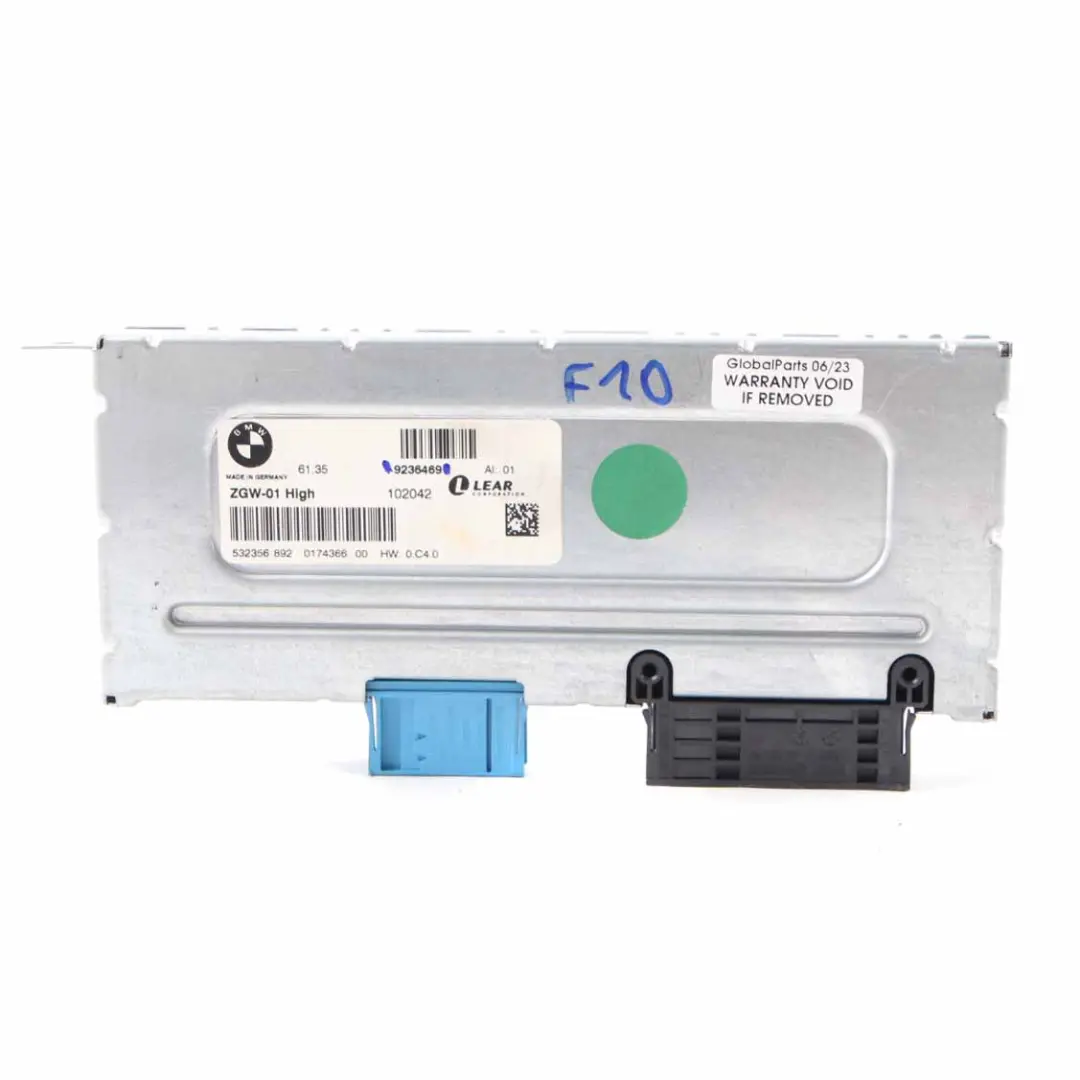 Gateway Module BMW F10 F11 Central Control Unit Lear ZGW-01 High to with Part number 9236469 Gateway Module BMW F10 F11 Central Control Unit Lear ZGW-01 High - SKU 9236469 - Part number 9236469