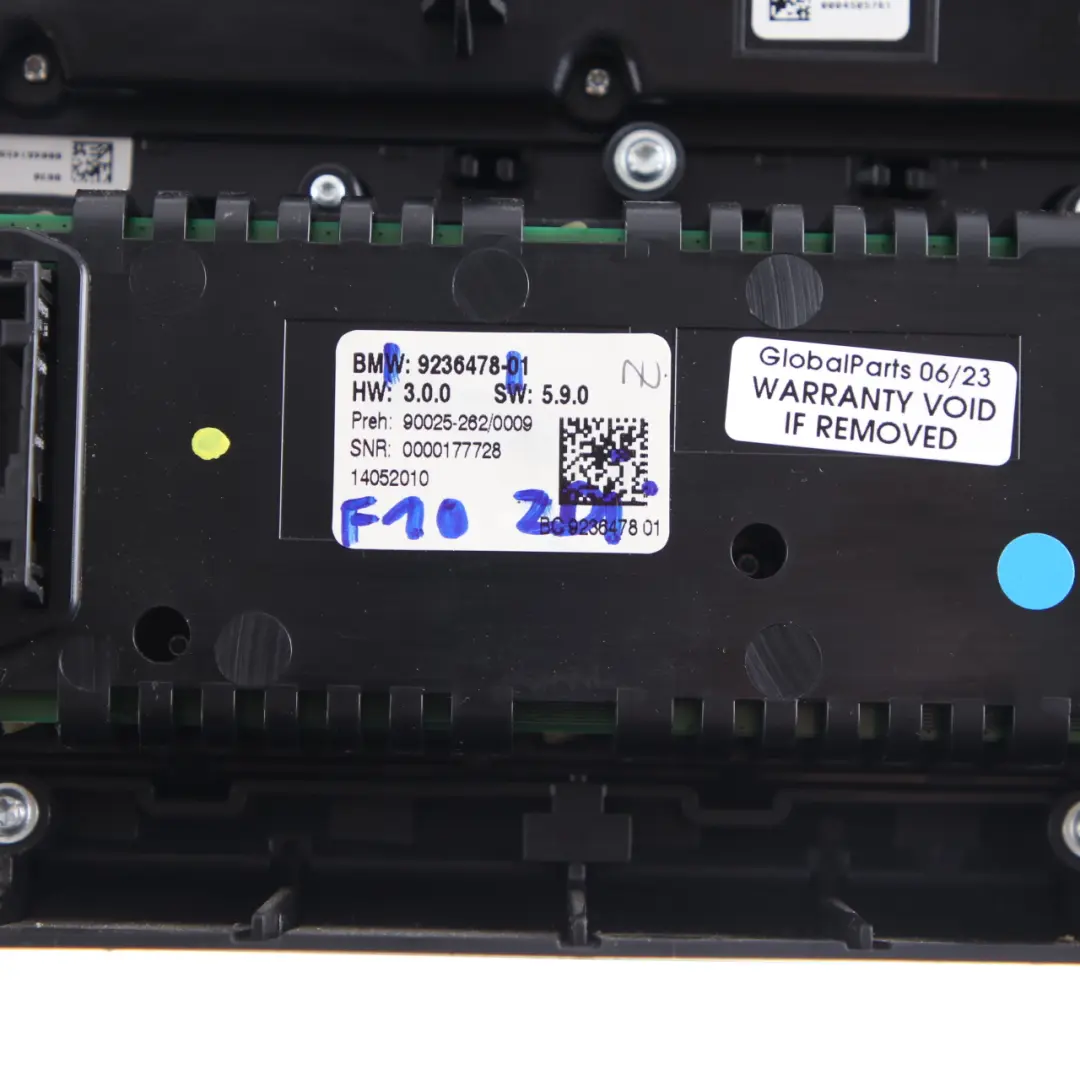 Conditioning Panel BMW F10 F11 Radio A/C Switch Control Unit to Air with Part number 9236478 Air Conditioning Panel BMW F10 F11 Radio A/C Switch Control Unit - SKU 9236478 - Part number 9236478