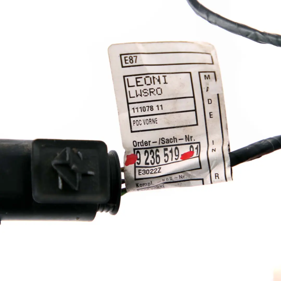 Front PDC Parking Distance Control Loom Wiring to BMW 1 Series E81 E87 LCI with Part number 9236519 BMW 1 Series E81 E87 LCI Front PDC Parking Distance Control Loom Wiring - SKU 9236519 - Part number 9236519