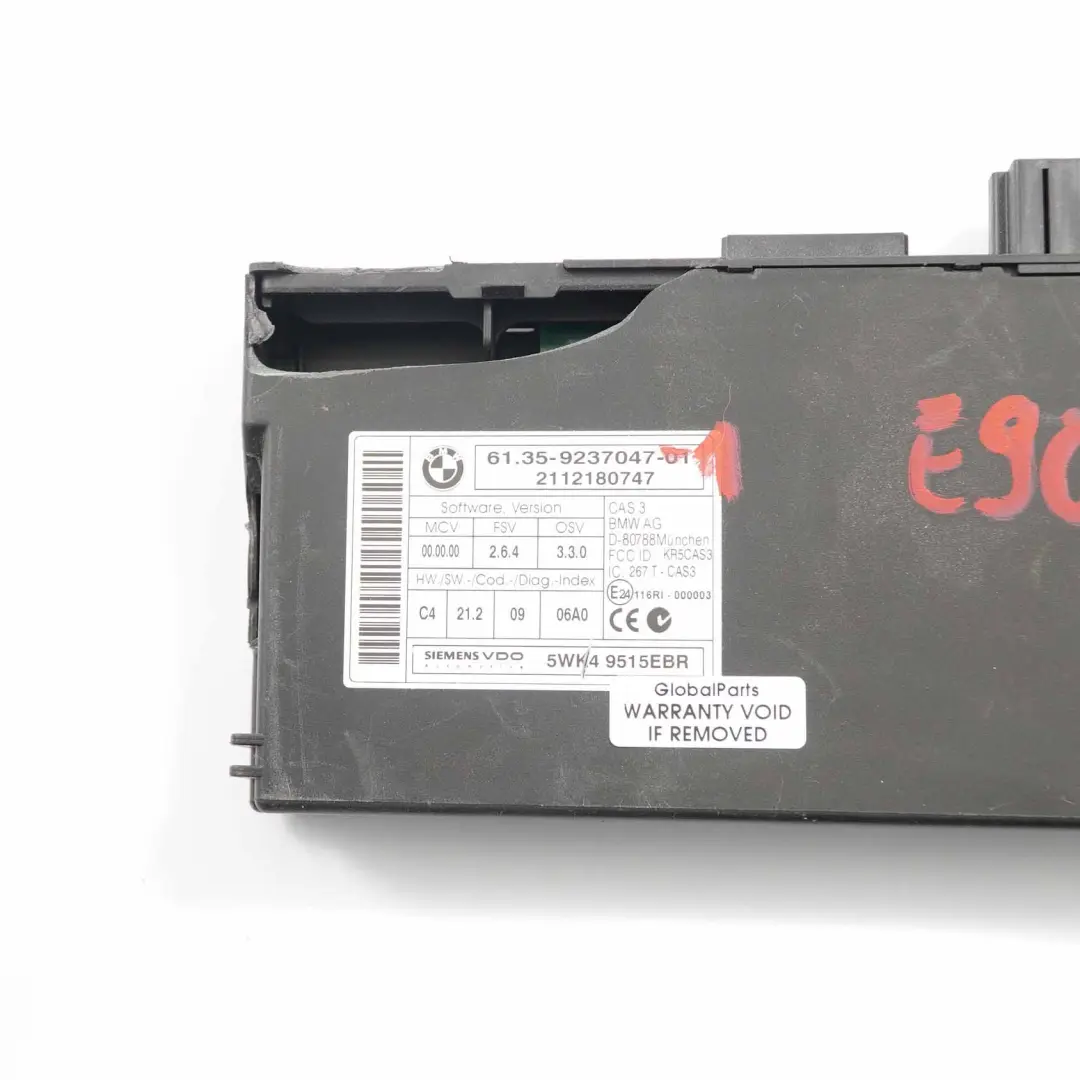 BMW E87 E90 Moduł Komfortu Sterownik CAS - SKU 9237047-1 - Numer Części 9237047