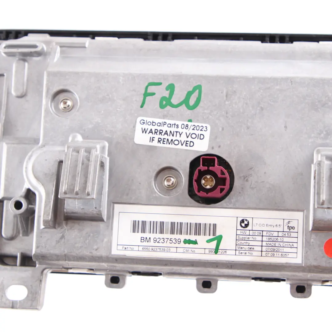 BMW F20 F21 F22 Central Information Display Screen 6,5" Control Unit - SKU 9237539-1 - Part number 9237539