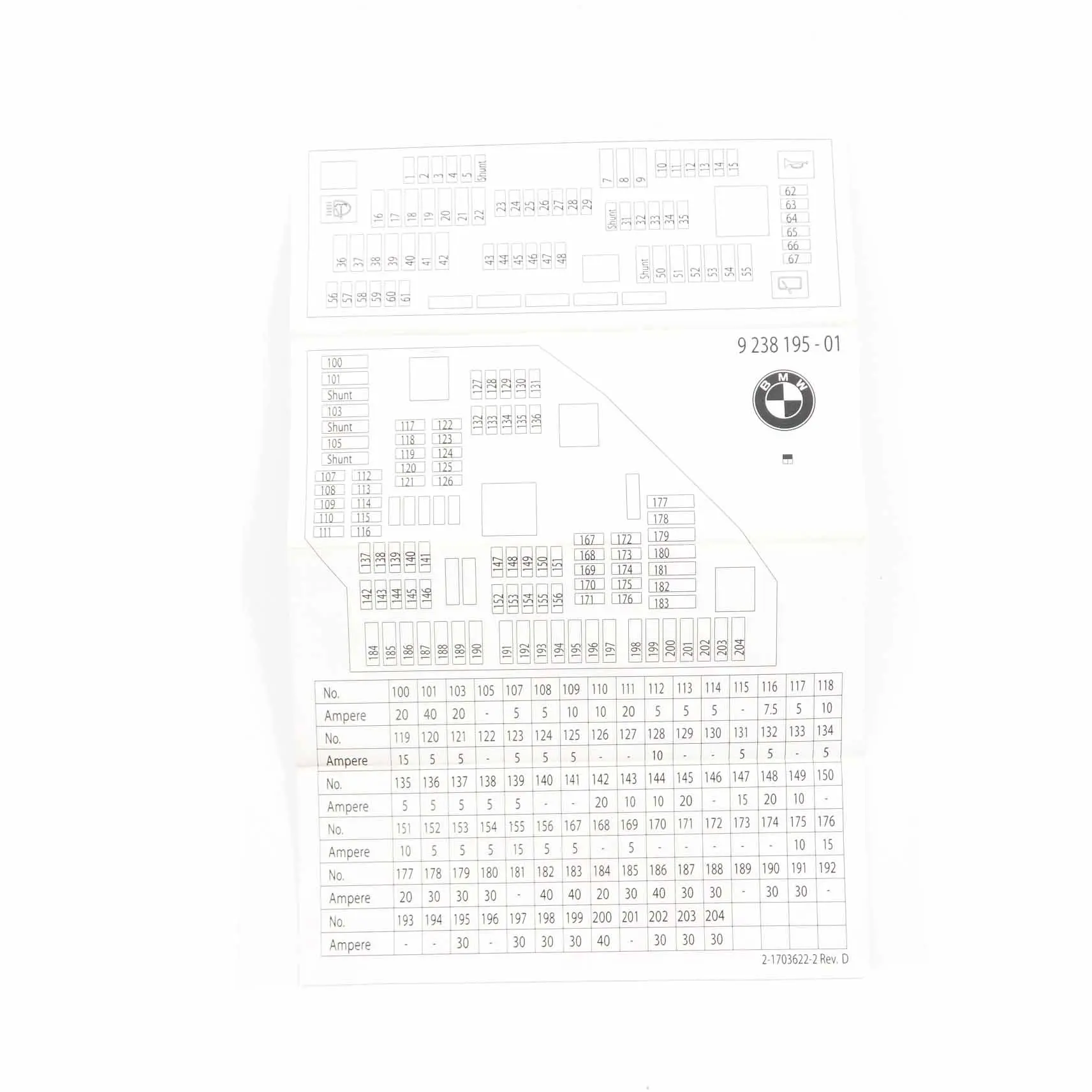 BMW F10 F11 F12 Map Card Fuse Box Grouping Diagram 9238195