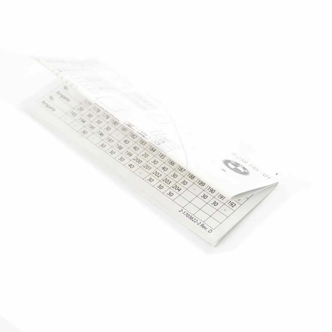 Tarjeta Mapa Caja de Fusibles Diagrama Agrupación para BMW F10 F11 F12 con número de pieza 9238195 BMW F10 F11 F12 Tarjeta Mapa Caja de Fusibles Diagrama Agrupación - SKU 9238195 - Número de pieza 9238195