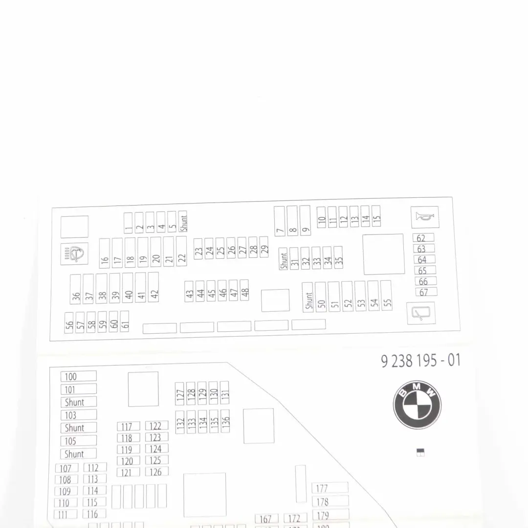  Fuse Box Grouping BMW F10 F11 F12 Fuse Placement Map Card Diagram - SKU 9238195 - Part number 9238195