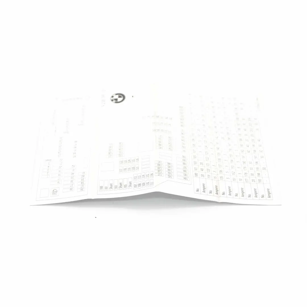  Fuse Box Grouping BMW F10 F11 F12 Fuse Placement Map Card Diagram - SKU 9238195 - Part number 9238195