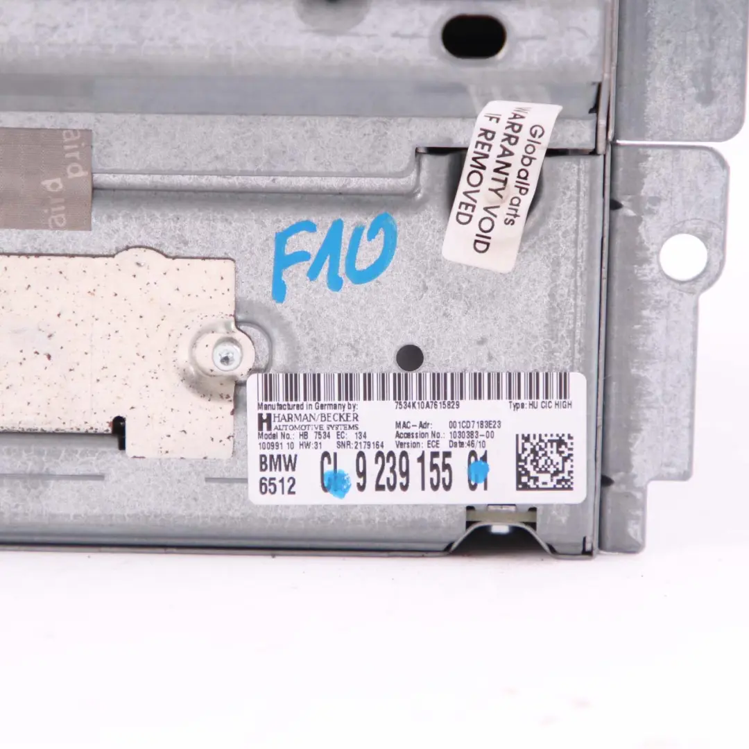 BMW F01 F10 CIC Professional Einheit Sat Nav Infotainment Player Kopf - SKU 9239155 - Teilenummer 9239155