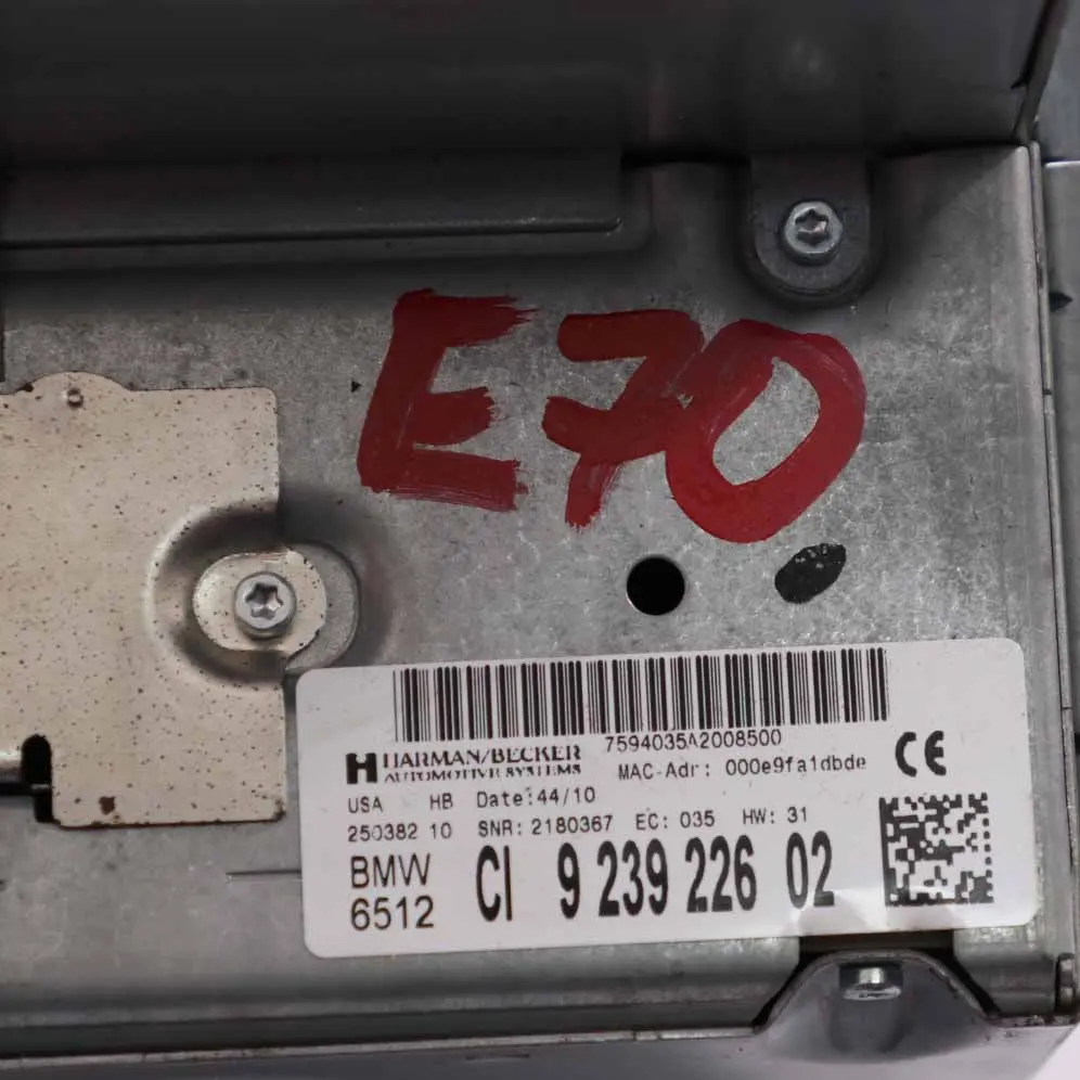 CIC DAB Profesional Sistema de Navegación Controlador para BMW X5 E70 con número de pieza 9239226 BMW X5 E70 CIC DAB Profesional Sistema de Navegación Controlador - SKU 9239226-1 - Número de pieza 9239226