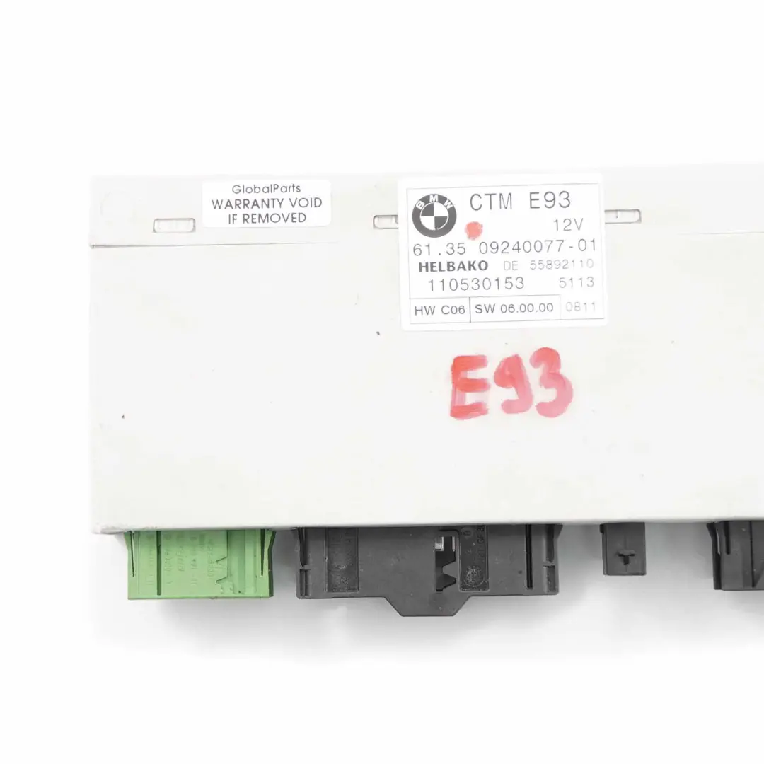 Techo plegable Modulo ECU CTM para BMW E93 Cabrio con número de pieza 9240077 BMW E93 Cabrio Techo plegable Modulo ECU CTM - SKU 9240077 - Número de pieza 9240077