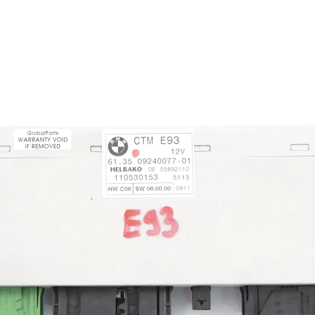 Verdeck Modul ECU Module Steuergerät CTM für BMW E93 Cabrio mit Teilenummer 9240077 BMW E93 Cabrio Verdeck Modul ECU Module Steuergerät CTM - SKU 9240077 - Teilenummer 9240077