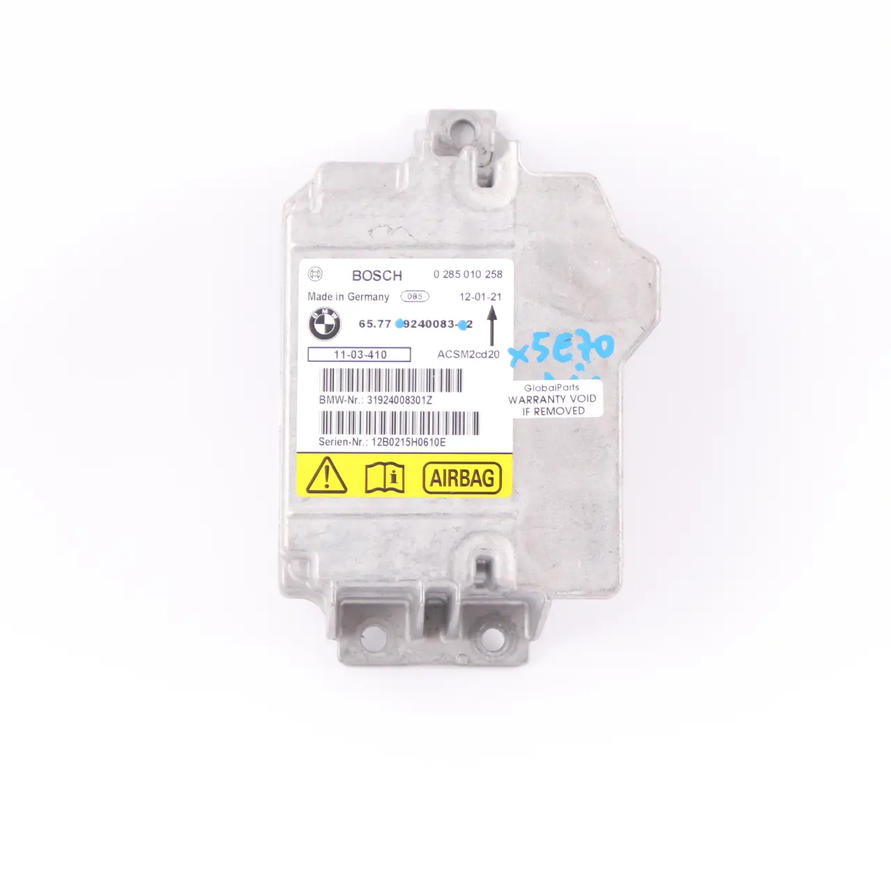 BMW X5 E70 X6 E71 Unità controllo sicurezza Modulo aria Borsa ECU Bosch 9240083