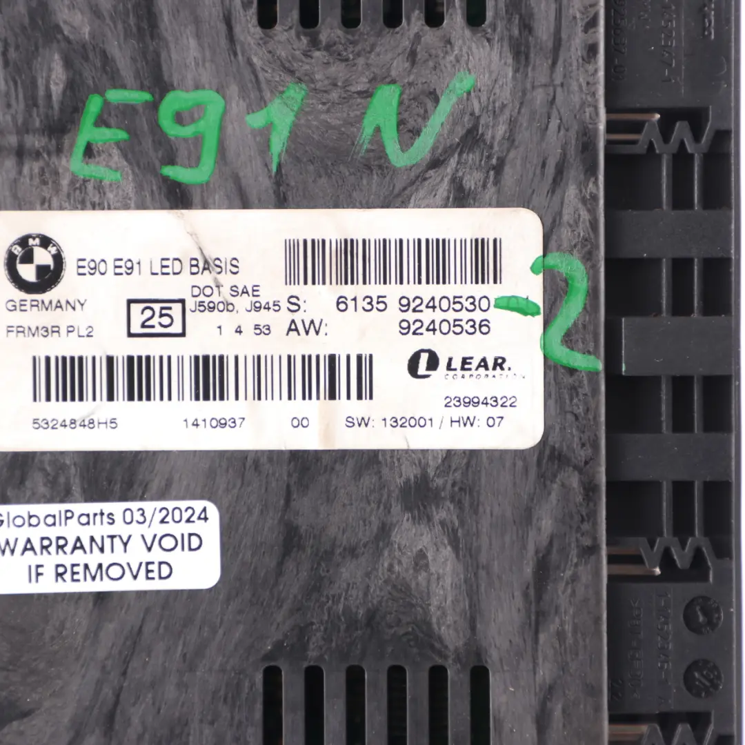 Footwell Light Control Unit Module LED Basis FRM3R PL2 to BMW E91 LCI with Part number 9240530 BMW E91 LCI Footwell Light Control Unit Module LED Basis FRM3R PL2 - SKU 9240530-2 - Part number 9240530