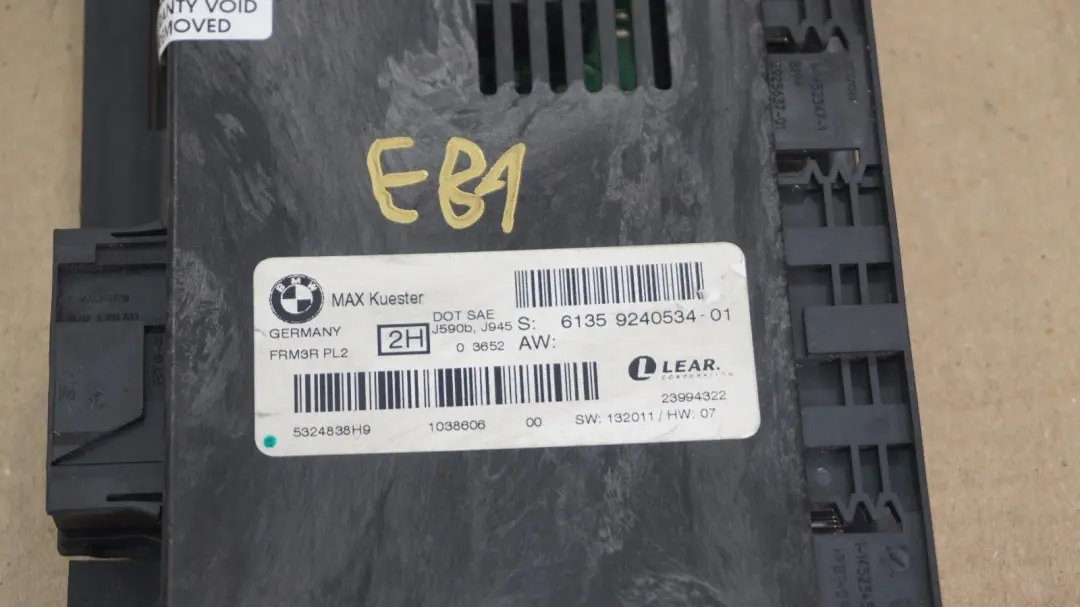 Footwell ECU Light Control Module MAX Kuester FRM3R PL2 to BMW 1 Series E81 with Part number 61359240534 BMW 1 Series E81 Footwell ECU Light Control Module MAX Kuester FRM3R PL2 - SKU 9240534 - Part number 61359240534