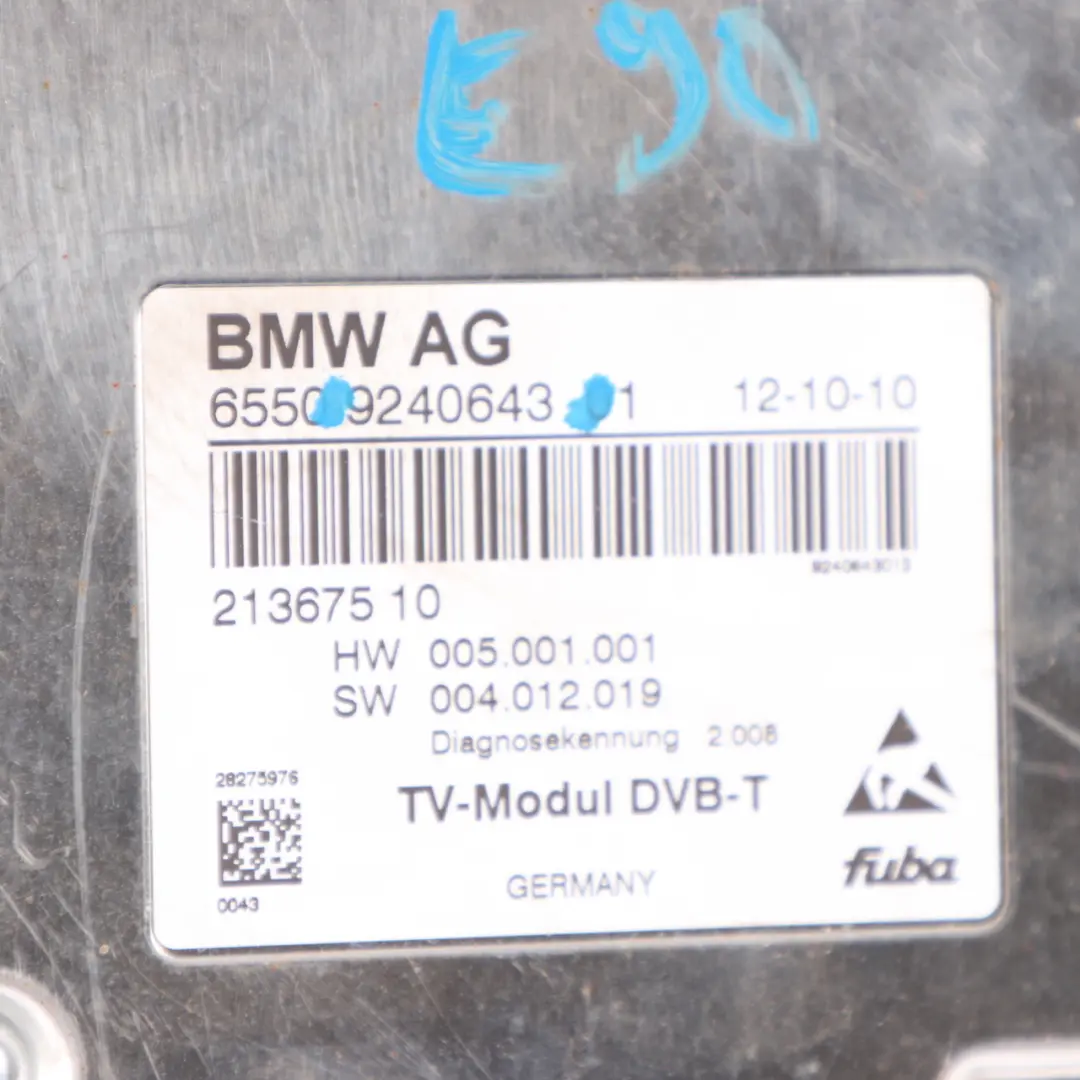 Moduł Tuner telewizyjny DVB-T Video FUBA BMW E70 E90 E91 E92 - SKU 9240643 - Numer Części 9240643