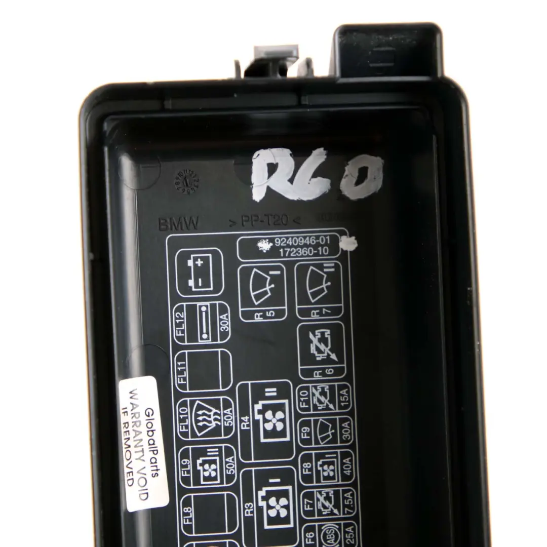 Tapa Caja de fusibles de distribución de energía para MINI R55 R56 R57 LCI R60 R61 con número de pieza 9240946 MINI R55 R56 R57 LCI R60 R61 Tapa Caja de fusibles de distribución de energía - SKU 9240946 - Número de pieza 9240946