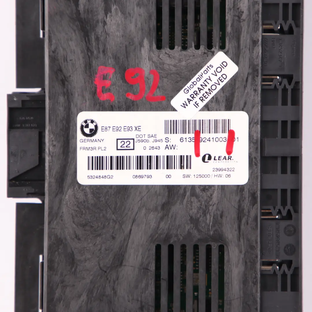 Modulo De Control De Luces De los pies Unidad ECU FRM3R PL2 Lear para BMW E92 con número de pieza 9241003 BMW E92 Modulo De Control De Luces De los pies Unidad ECU FRM3R PL2 Lear - SKU 9241003-1 - Número de pieza 9241003