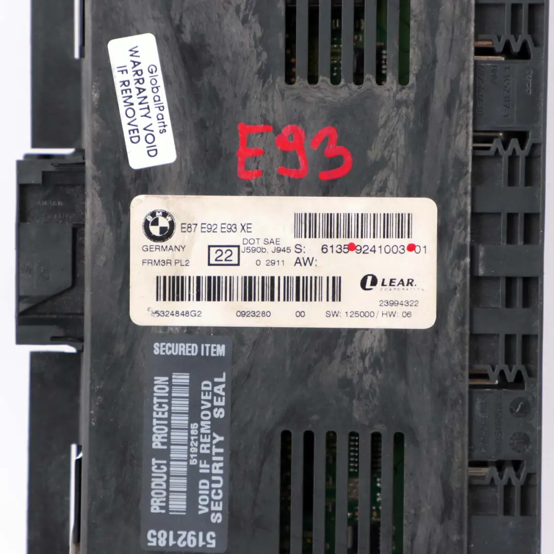 BMW E93 Lichtsteuerung Fußraummodul ECU Einheit FRM3R PL2 Lear - SKU 9241003 - Teilenummer 9241003