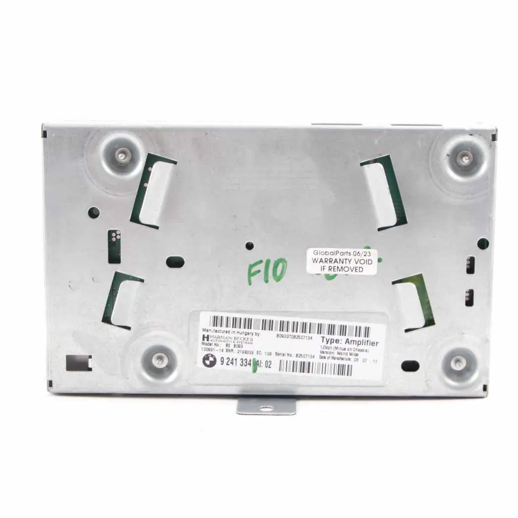 Amplificador de audio BMW F10 F11 F12 F13 Harman Becker HiFi System Unit para con número de pieza 9241334 Amplificador de audio BMW F10 F11 F12 F13 Harman Becker HiFi System Unit - SKU 9241334 - Número de pieza 9241334