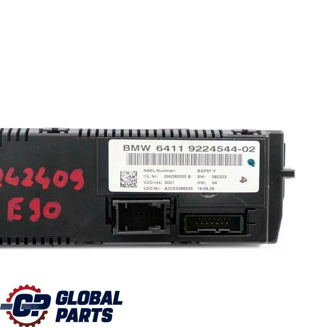 BMW 1 3 E81 E87 E90 E91 A/C Automatic Air Conditioning Control Panel - SKU 9242409 - Part number 9224544