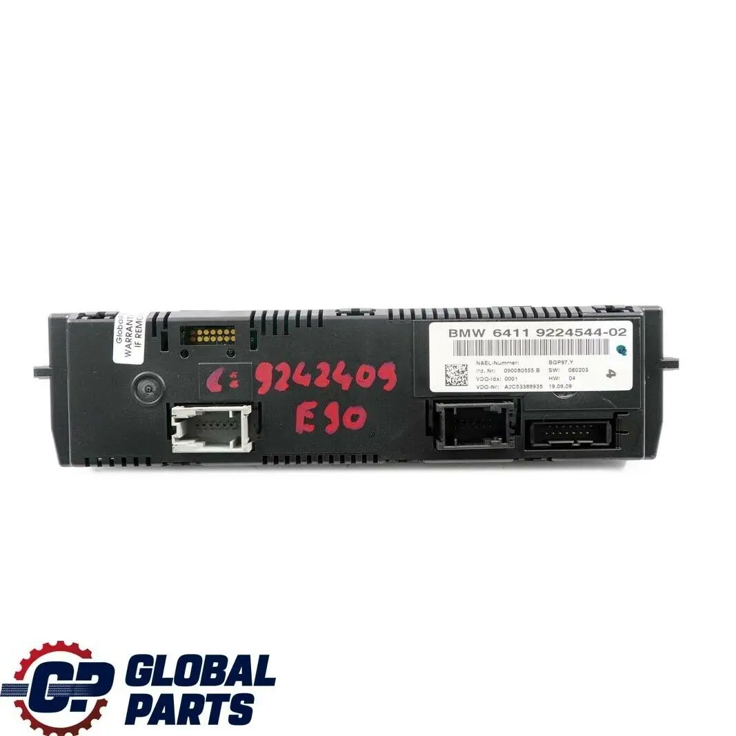 BMW 1 3 E81 E87 E90 E91 A/C Automatic Air Conditioning Control Panel - SKU 9242409 - Part number 9224544