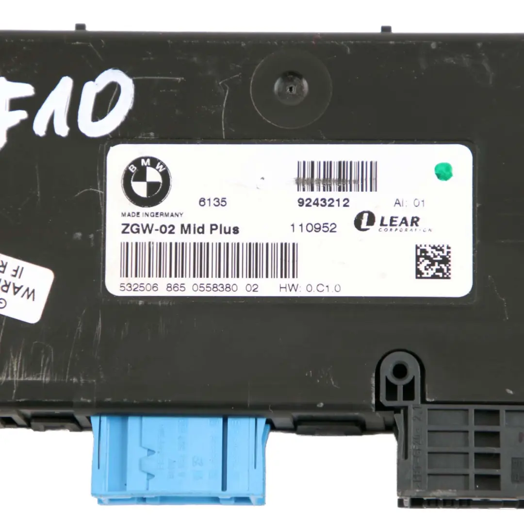 BMW F10 Light Module Control Unit ECU Lear ZGW-02 Mid Plus - SKU 9243212 - Part number 9243212