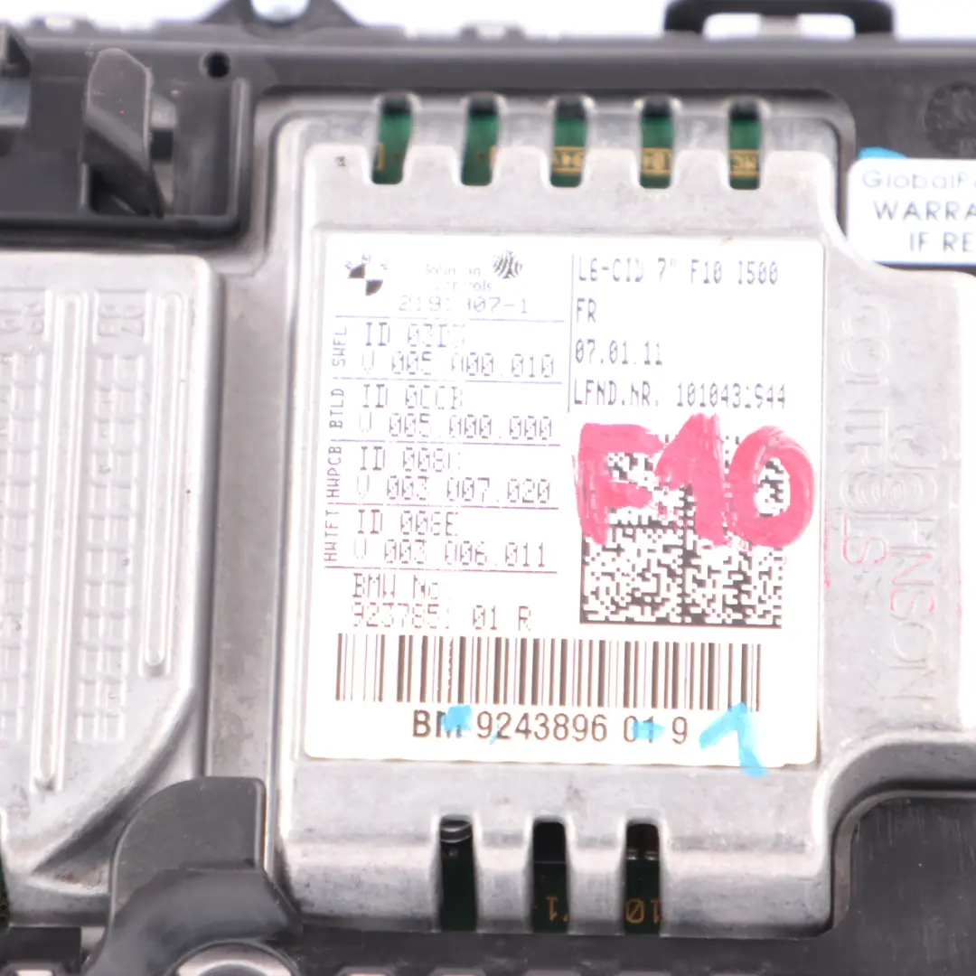 Ecran Central D'information BMW F10 F11 LCI Boardmonitor Ecran 7" - SKU 9243896-1 - Numéro de pièce 9243896