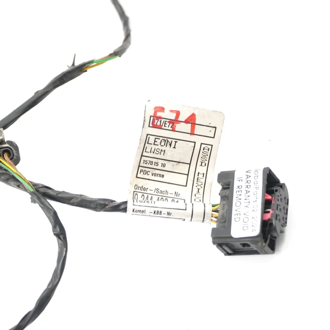BMW E71 E72 parachoques delantero PDC Parking Cables Cableado Loom - SKU 9244423 - Número de pieza 9244423