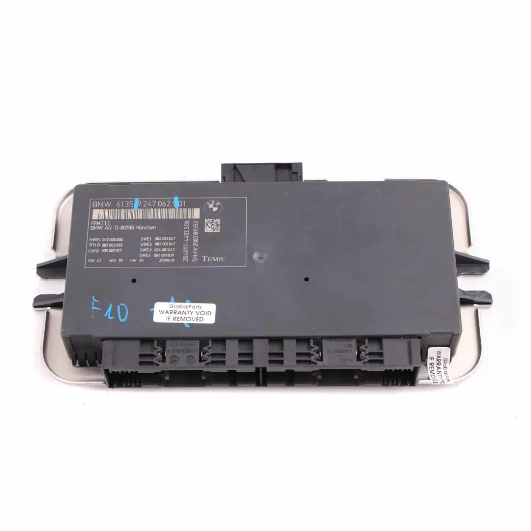 Light Control Footwell Module ECU Unit FRM3 to BMW 5 Series F10 with Part number 9247062 BMW 5 Series F10 Light Control Footwell Module ECU Unit FRM3 - SKU 9247062 - Part number 9247062